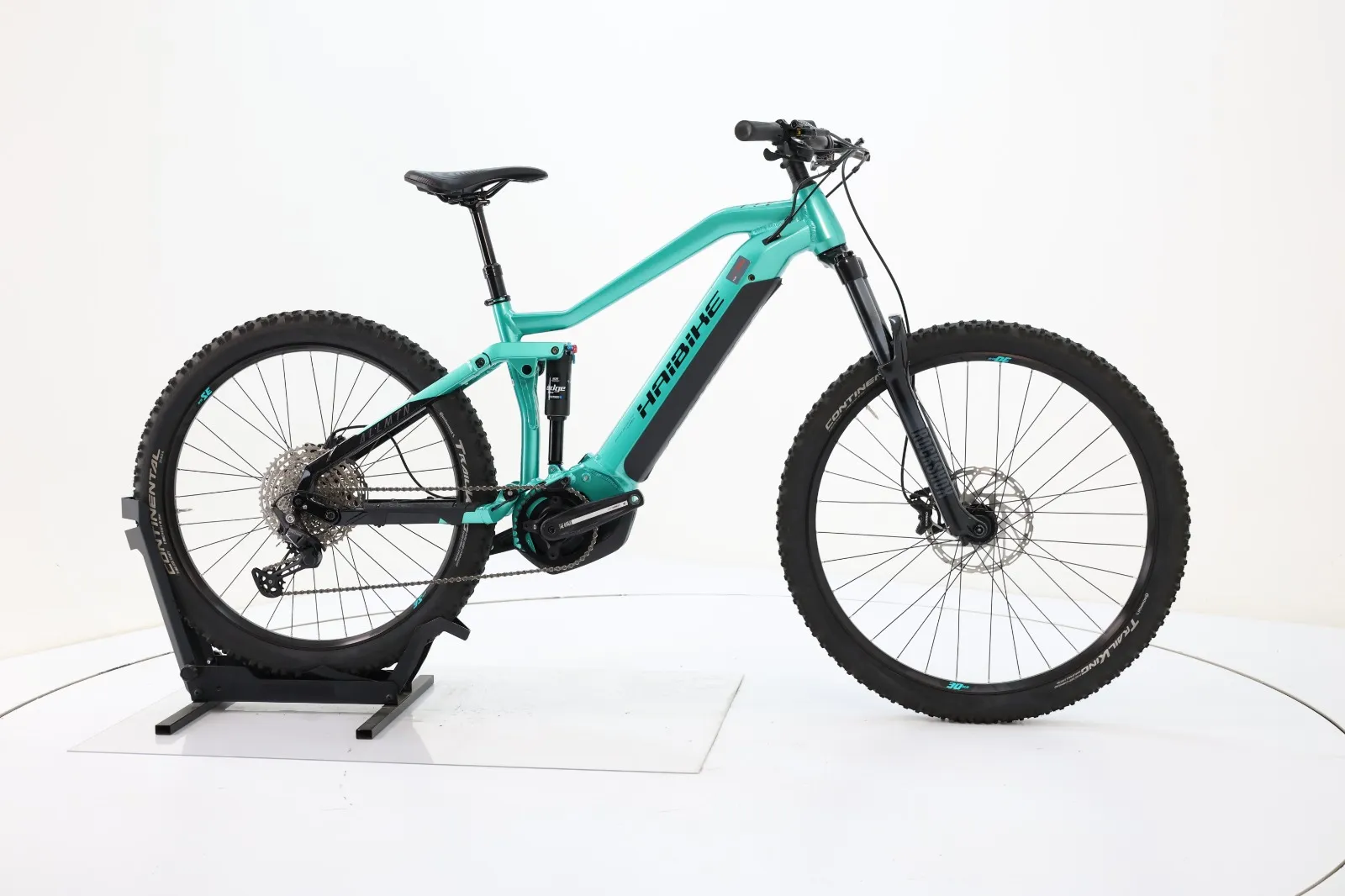 Haibike AllMtn E-Mountainbike in Mintgrün mit Vollfederung, Mittelmotor, Akku im Rahmen, RockShox-Federgabel und Continental-Trail-King-Reifen